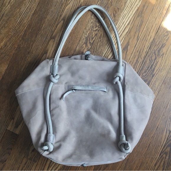 Free People Ingrid suede leather knot tote purse bag tan cream beige sling - Picture 3 of 4